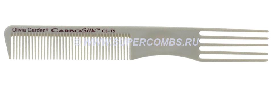 Расчёска Olivia Garden CarboSilk Tech Combs CS-T5, бежевая