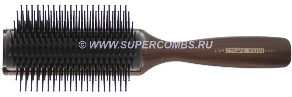 Щётка для волос VeSS Ceramic Brush С-2000, 9 рядов, коричневая (под дерево)