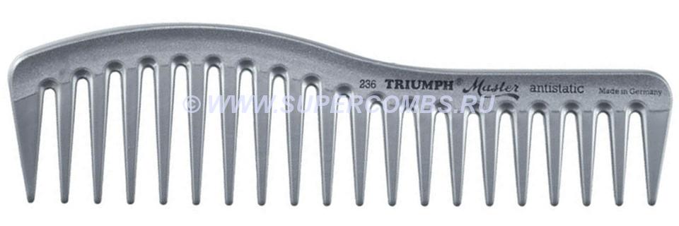 Гребень изогнутый с редкими зубцами Triumph Master 236, серебристая