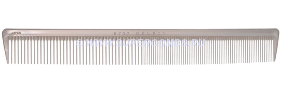Расчёска для стрижек Delrin Comb 707, металлик-белая