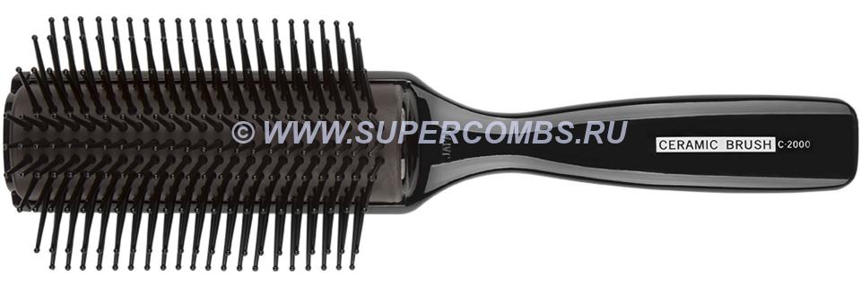 Щётка для волос VeSS Ceramic Brush С-2000, 9 рядов, глянцевая чёрная